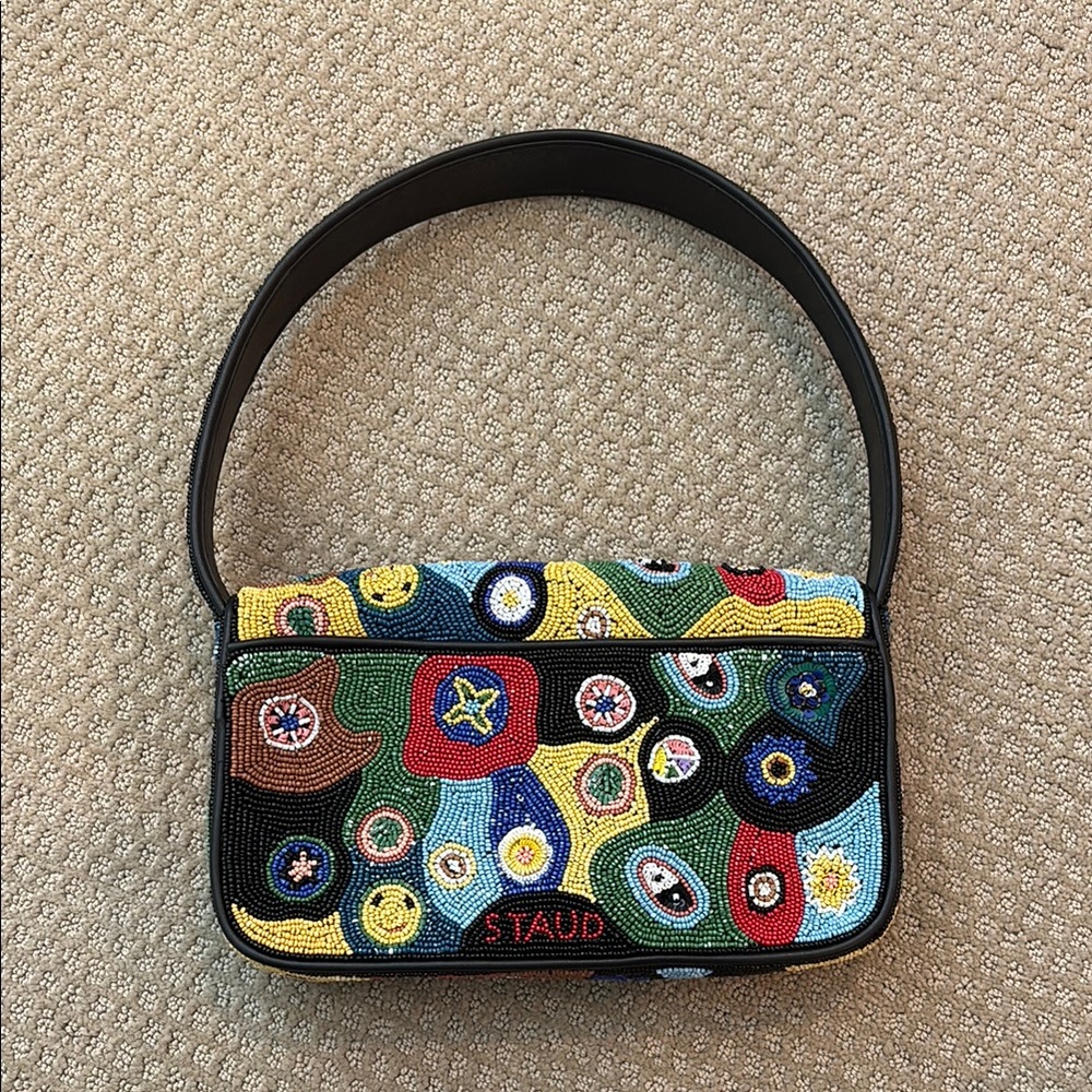 Staud Tommy Beaded Bag- Black Millefiori - Picture 2 of 7
